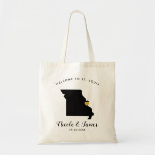 Missouri Map Wedding Welcome Bag Tote Black & Gold
