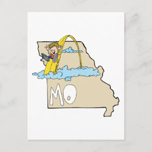 Missouri MO Map with Saint Louis Arch Cartoon Postcard
