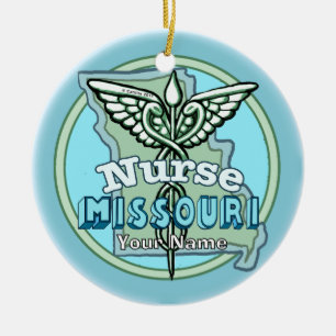 Missouri Nurse Caduceus Ceramic Tree Decoration
