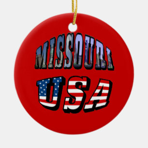 Missouri Picture and USA Text Ceramic Tree Decoration