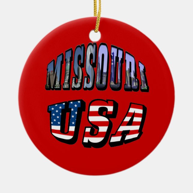 Missouri Picture and USA Text Ceramic Tree Decoration (Front)