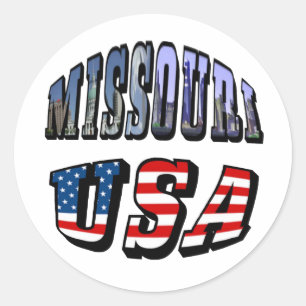 Missouri Picture and USA Text Classic Round Sticker