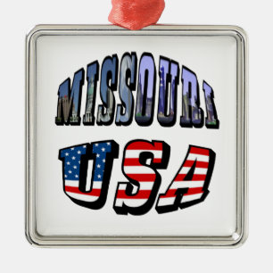 Missouri Picture and USA Text Metal Tree Decoration