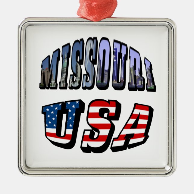 Missouri Picture and USA Text Metal Tree Decoration (Front)