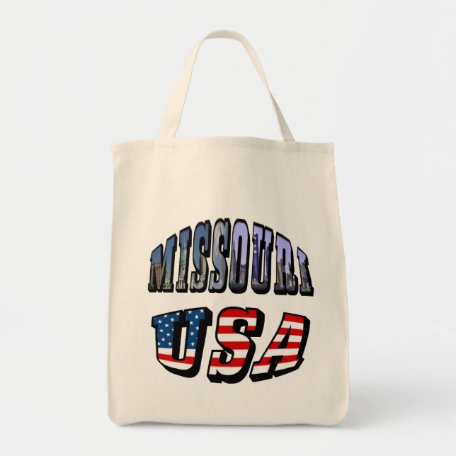 Missouri Picture and USA Text Tote Bag (Front)