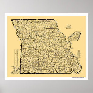 Missouri Railroad Map 1897 Poster