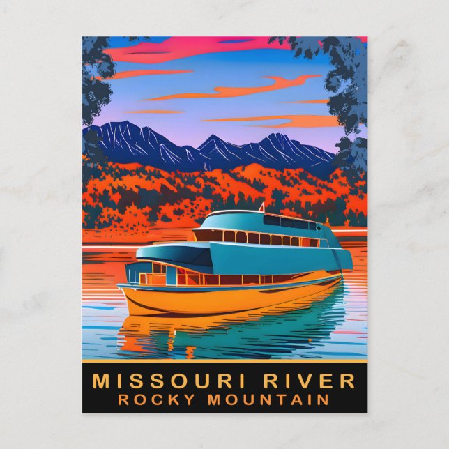 Missouri River, Rocky Mountain, Travel Postcard (Front)