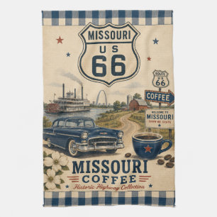 Missouri Route 66 Americana Coffee Roadside Art Tea Towel