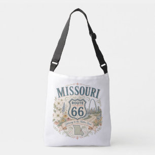 Missouri Route 66 Feminine Road Trip Carryall Crossbody Bag