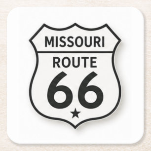 Missouri Route 66 Retro White Shield Coaster