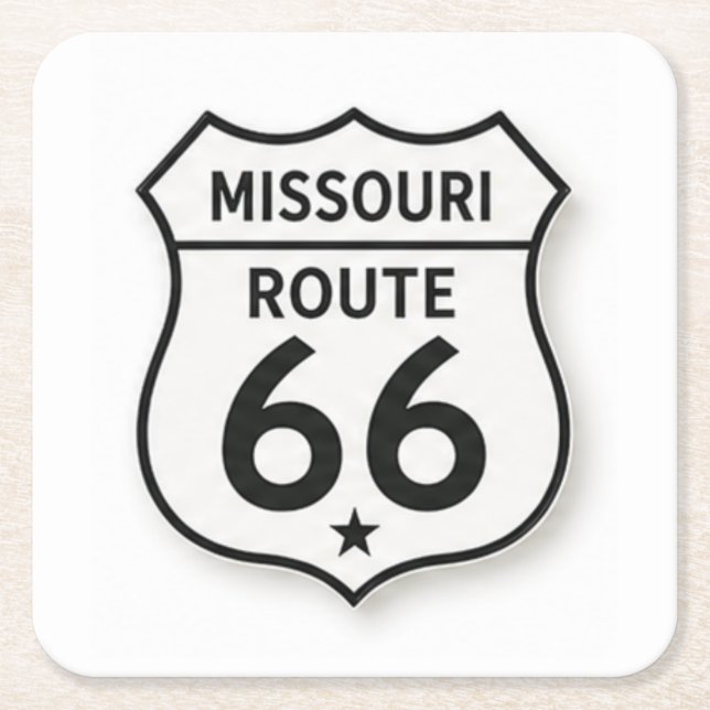 Missouri Route 66 Retro White Shield Coaster (Front)
