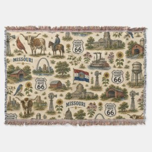 Missouri Route 66 River Road Throw Blanket