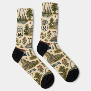 Missouri route 66 St Louis Vintage Travel Art Socks