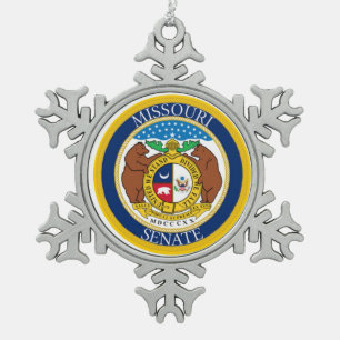 MISSOURI SENATE SNOWFLAKE PEWTER CHRISTMAS ORNAMENT