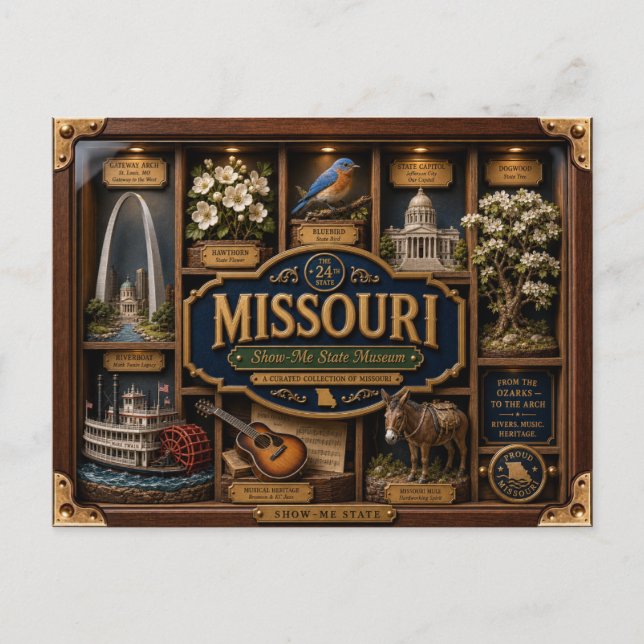 Missouri Shadow Box 3D Figurine State Postcard (Front)