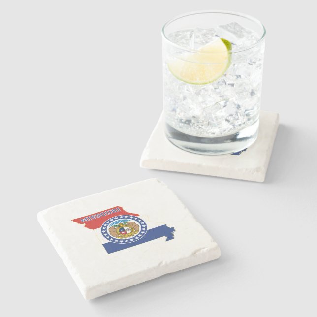 Missouri Silhouette Map Shaped State Flag Stone Coaster (Side)