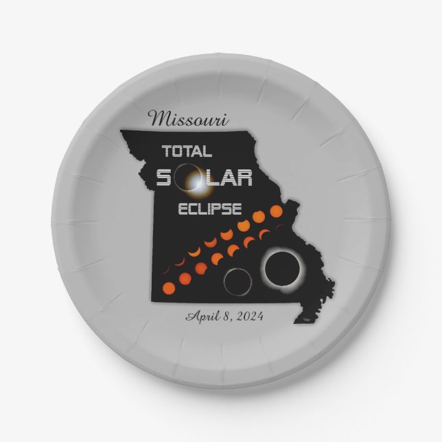 Missouri Solar Eclipse Paper Plates (Front)