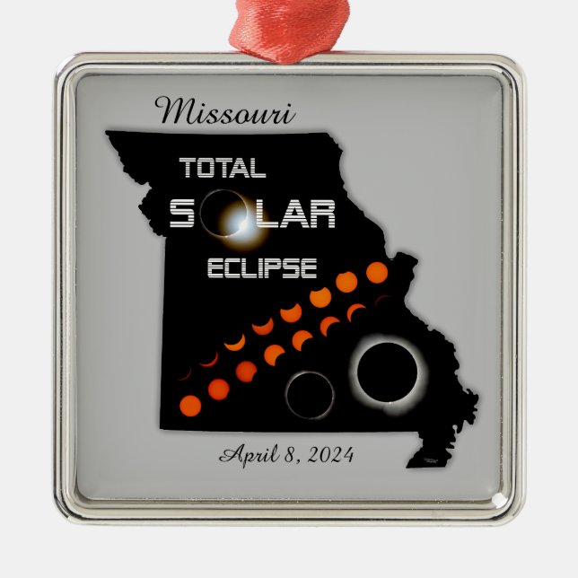 Missouri Solar Eclipse Square Ornament (Front)
