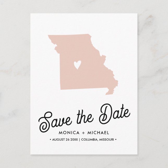MISSOURI State Destination Wedding ANY COLOR   Announcement Postcard (Front)