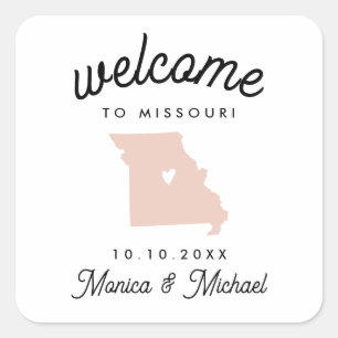 MISSOURI State Destination Wedding ANY COLOR    Square Sticker