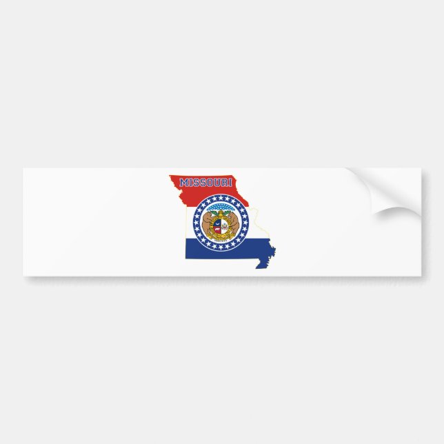 Missouri State Flag and Map Bumper Sticker (Front)