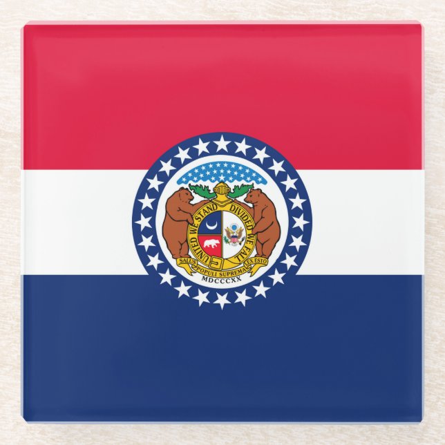 Missouri State Flag Design Decor Glass Coaster (Front)