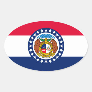 Missouri State Flag Design Oval Sticker