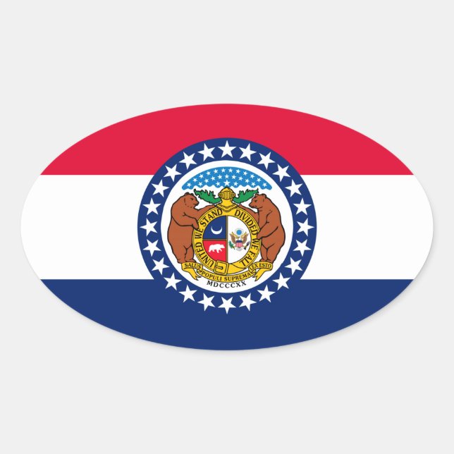 Missouri State Flag Design Oval Sticker (Front)