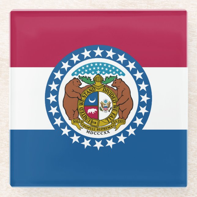 Missouri State Flag Glass Coaster (Front)