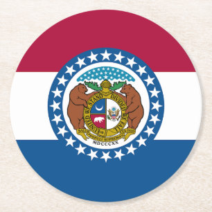 Missouri State Flag Round Paper Coaster