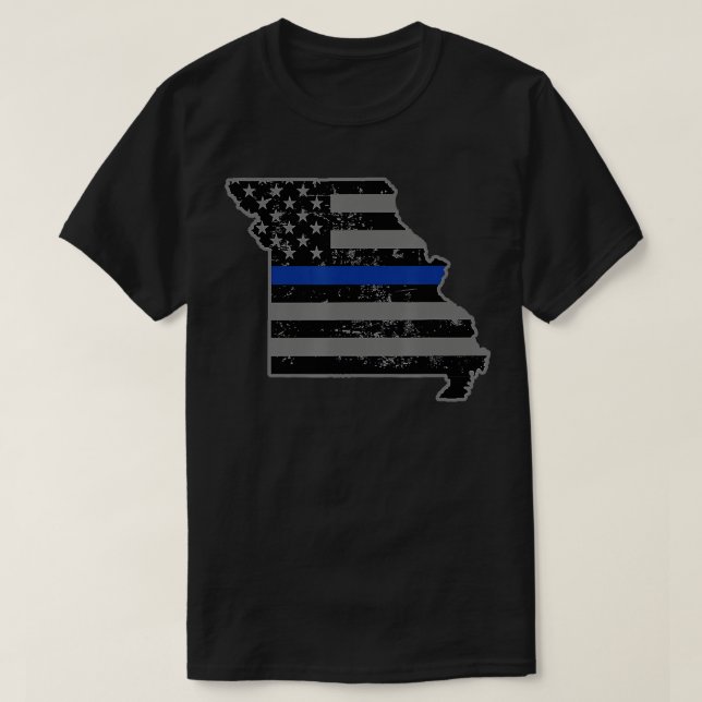 Missouri State Highway Patrol  Thin Blue Line Flag T-Shirt (Design Front)