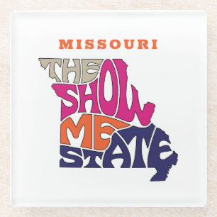 Missouri State Nickname Word Art Glass Coaster