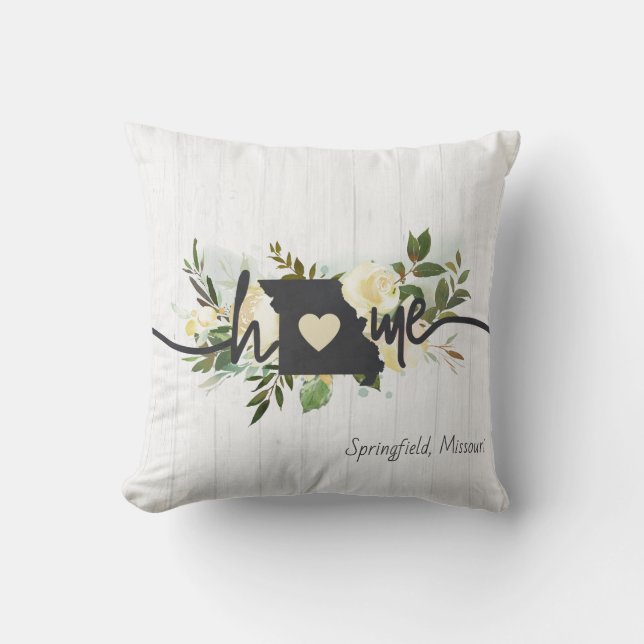 Missouri State Personalised Your Home City Rustic Cushion (Front)