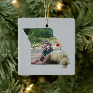 Missouri State Photo insert and town name Ceramic Ornament