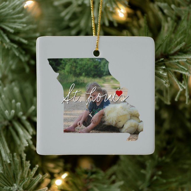 Missouri State Photo insert and town name Ceramic Ornament (Tree)