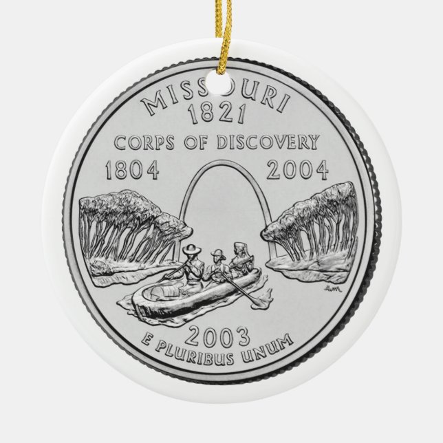 Missouri State Quarter Ceramic Tree Decoration (Front)