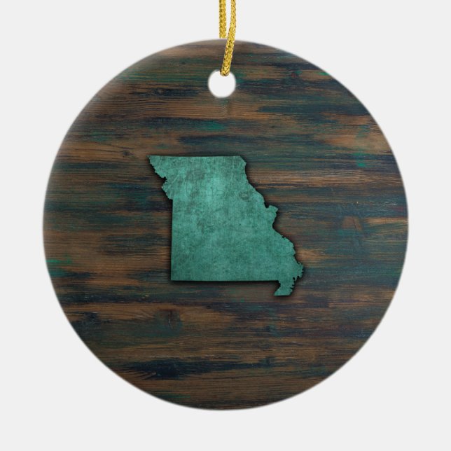 Missouri State Shape Teal Ceramic Tree Decoration (Front)