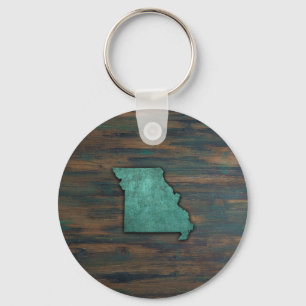 Missouri State Shape Teal Key Ring
