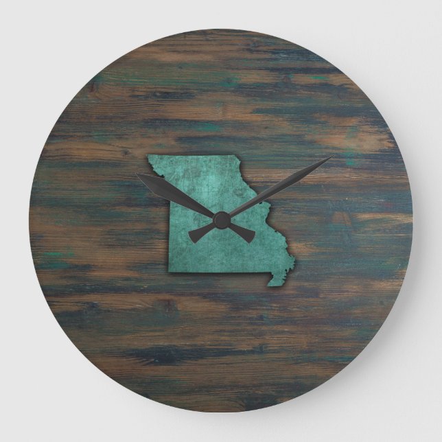 Missouri State Shape Teal Large Clock (Front)