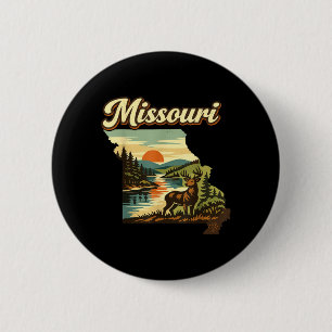Missouri State Sunset Deer River Ozark Wilderness 6 Cm Round Badge