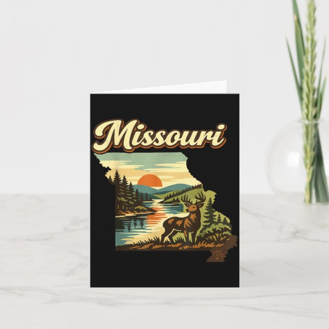 Missouri State Sunset Deer River Ozark Wilderness Card (Front)