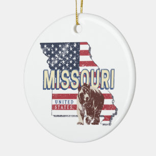 Missouri State United States Retro Map Vintage USA Ceramic Tree Decoration
