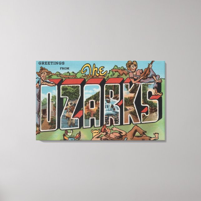 Missouri - The Ozarks - Large Letter Scenes Canvas Print (Front)