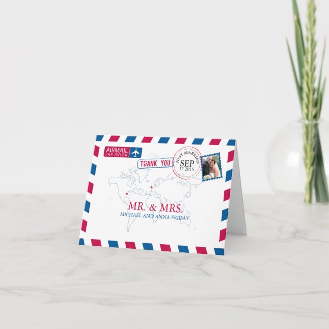 Missouri USA & UK Airmail Wedding Thank You (Front)