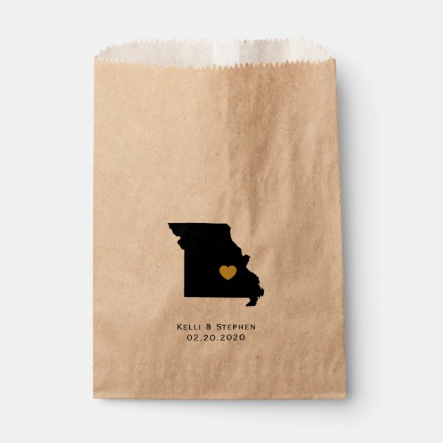 Missouri Wedding Favour Treat Sacks, Gift Bags (Front)