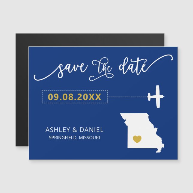 Missouri Wedding Save the Date Card, Map Magnetic Invitation (Front/Back)