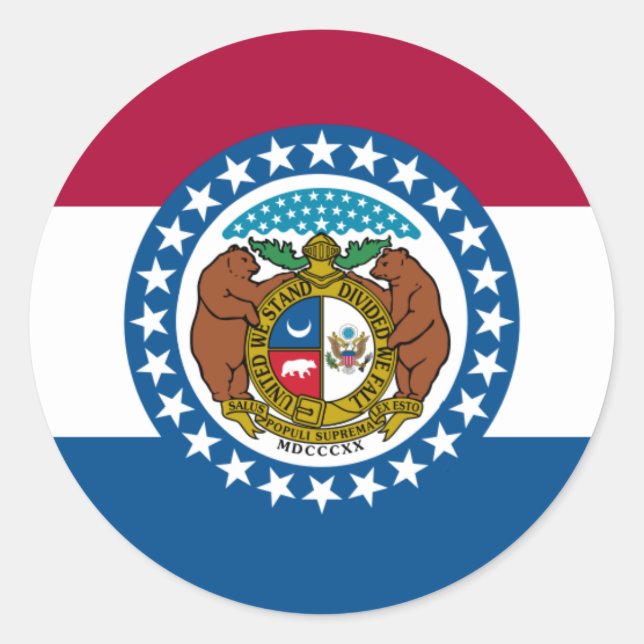 Missourian Flag, Flag of Missouri Classic Round Sticker (Front)