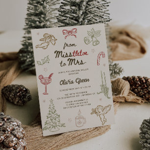 Misstletoe to Mrs Christmas Bridal Shower Invitation