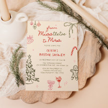 Misstletoe to Mrs Hand Drawn Bridal Shower