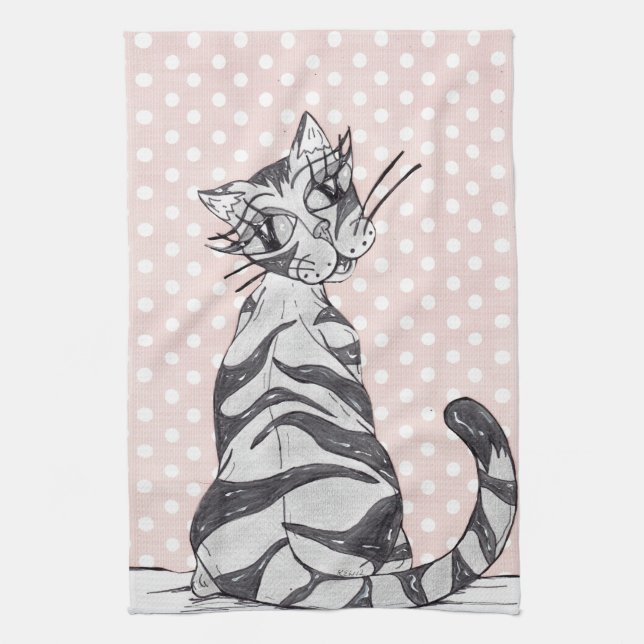 Missy Cat 02 Tea Towel (Vertical)